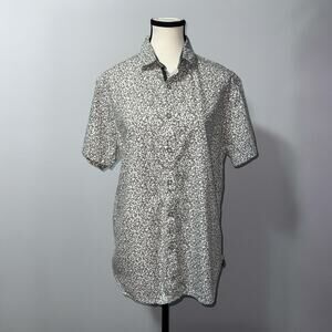 Ricky singh Denim & flower slim fit button down floral shirt women's size medium